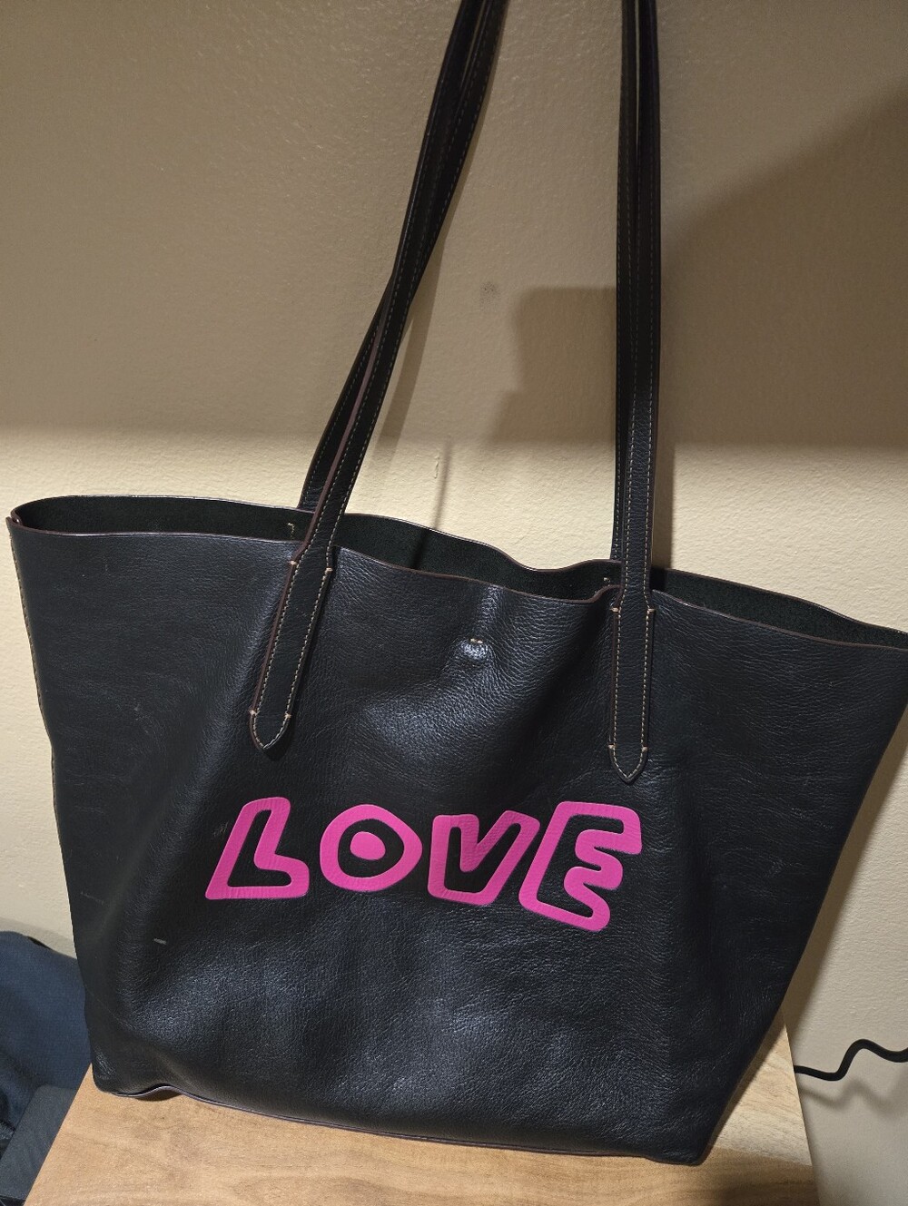 Rare Coach x Keith Haring Limited Edition Leather "LOVE" Market Tote Bag